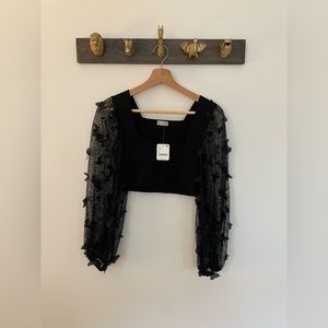 Free People Black Flutter By Crop